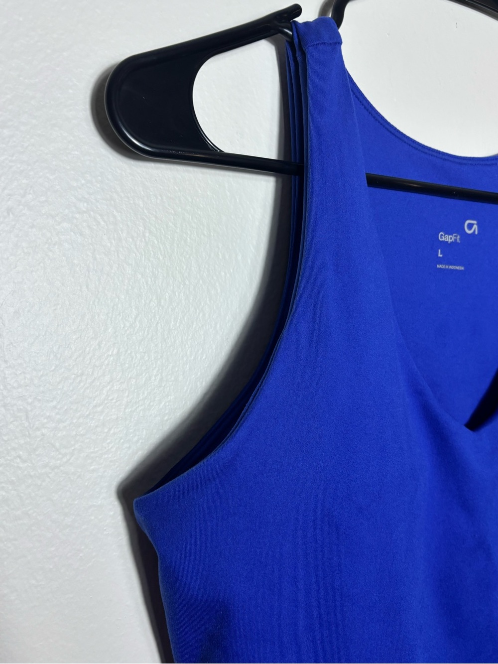 GapFit Active Tank Dress Deep Ultramarine Blue V-Neck Built-in Bra Large NEW - Picture 7 of 13